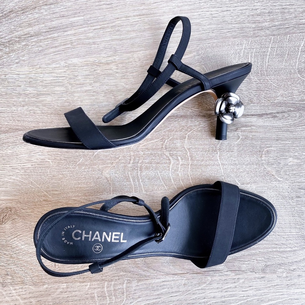 Authentic Chanel Strap Heels - Black - Size 40/10